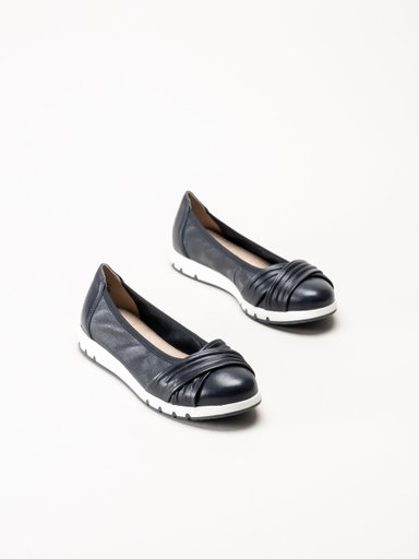 Caprice - Mörkblå ballerinaskor i skinn