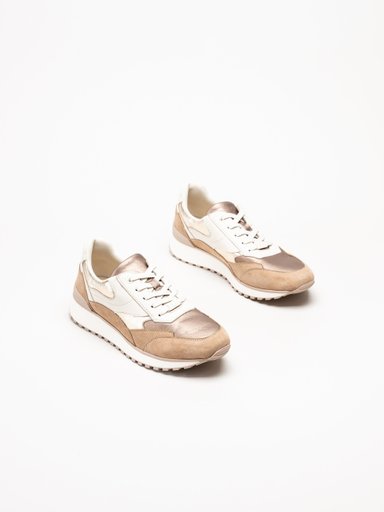 Caprice - Beige sneakers i skinn