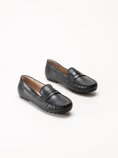 Caprice - Svarta loafers i skinn