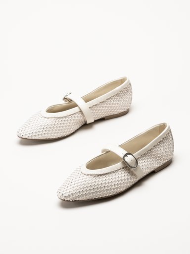 Marco Tozzi - Offwhite ballerinaskor med strass