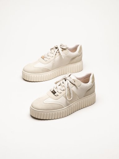 Marco Tozzi - Beige sneakers i skinnimitation