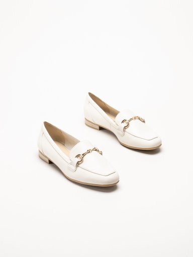 Marco Tozzi - Offwhite loafers i skinnimitation