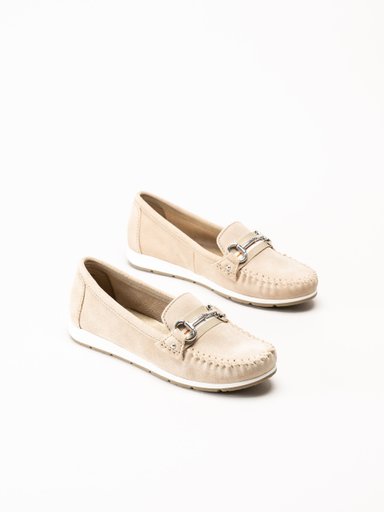 Marco Tozzi - Beige loafers i mocka