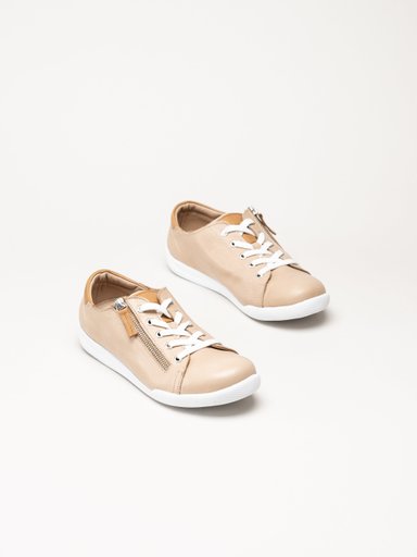 Charlotte of Sweden - Beige sneakers i skinn