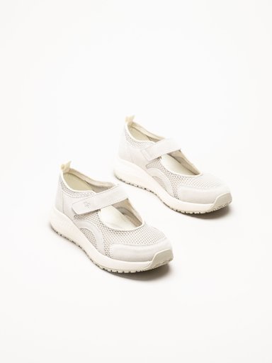 Green Comfort - Zigga Mary Jane - Ljusgrå mary jane ballerinasko