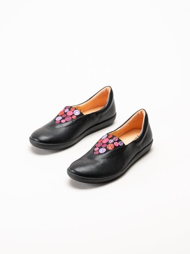 Think - Turna - Svarta ballerinaskor i skinn