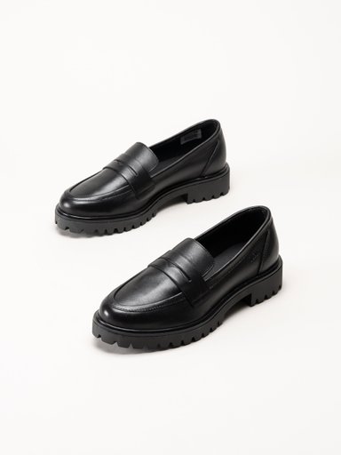 Dasia - Lita - Svarta pennyloafers i skinn