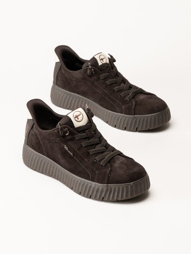 Tamaris - Wide fit - Mörkbruna sneakers