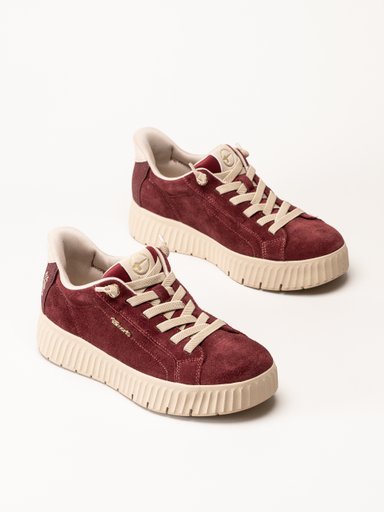 Tamaris - Wide fit - Vinröda sneakers