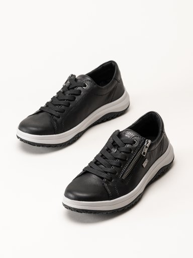 Remonte - Svarta sneakers i skinn