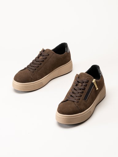 Rieker - Mörkbruna platåsneakers