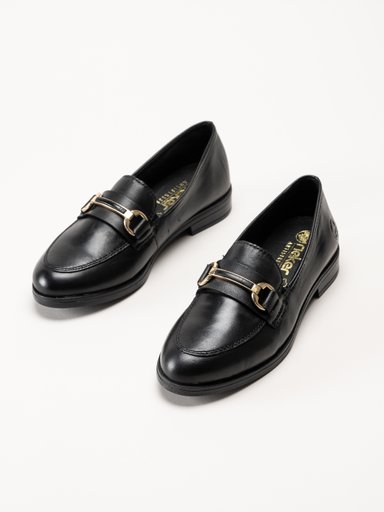 Rieker - Svarta loafers i skinn