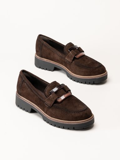 Tamaris - Mörkbruna loafers