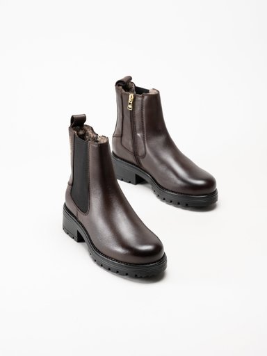 Canada Snow - Kimberly - Mörkbruna boots med fårskinn och broddar
