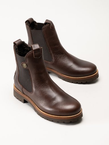 Panama Jack - fransesca Igloo - Bruna fårskinnsfodrade boots i skinn