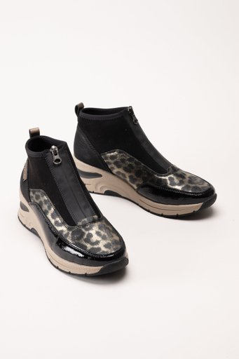Rieker - Svarta sneakerboots med kilklack