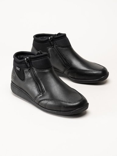 Rieker - Svarta boots i skinn och textil