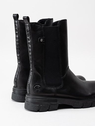 Rieker - Svarta höga chelsea boots i skinn