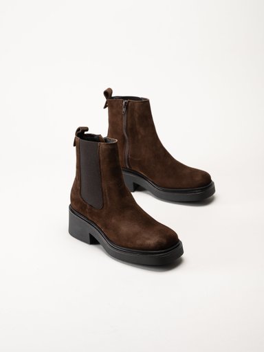 Shoedesign Copenhagen - Saddle - Mörkbruna chelsea boots i mocka
