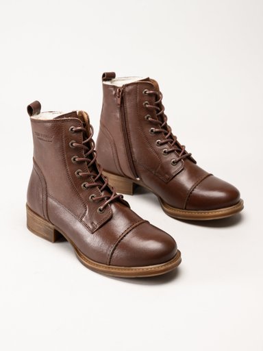 Ten Points - Pandora - Bruna ullfodrade kängor i skinn