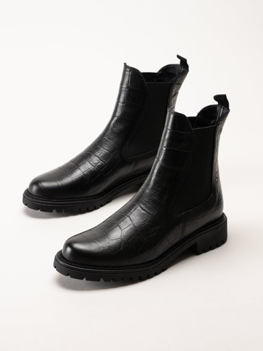 Tamaris - Svarta chelsea boots i skinn