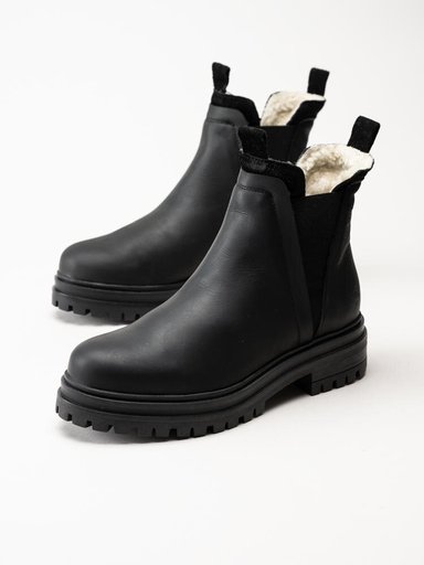Rosa Negra - Svarta fodrade chelsea boots i oljad nubuck