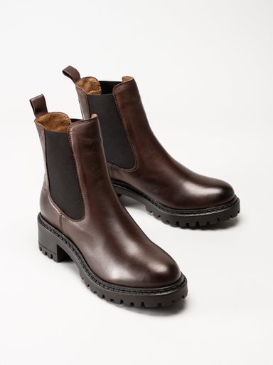 Rosa Negra - Mörkbruna chelsea boots i skinn