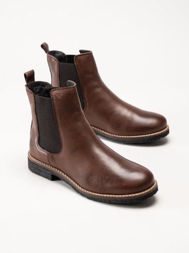 Rosa Negra - Mörkbruna ullfodrade chelsea boots