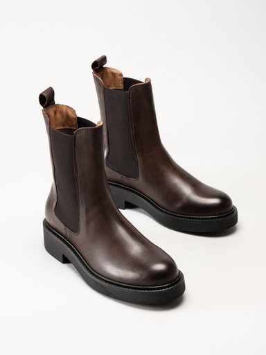 Rosa Negra - Mörkbruna chelsea boots i skinn