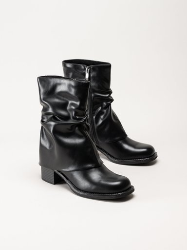 Marco Tozzi - Svarta boots med nedvikt skaft