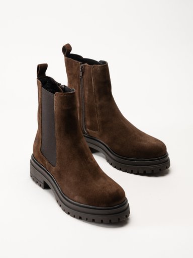 Rosa Negra - Mörkbruna chelsea boots i mocka