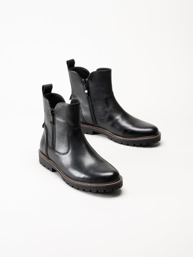 Caprice - Svarta varmfodrade boots i skinn