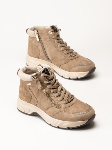 Tamaris - Wide fit - Ljusbruna fodrade sneakers