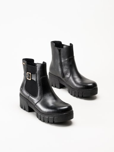 Rieker - Svarta boots i skinn