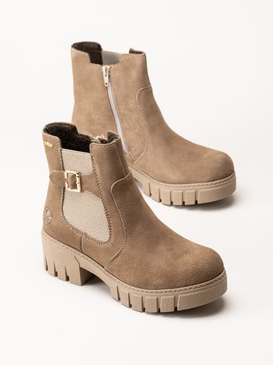 Rieker - Beige fodrade mockaboots