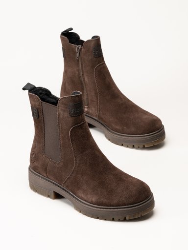 Rieker - Mörkbruna fodrade chelsea boots