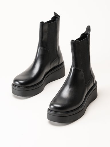 Vagabond - Tara - Svarta platåboots i skinn