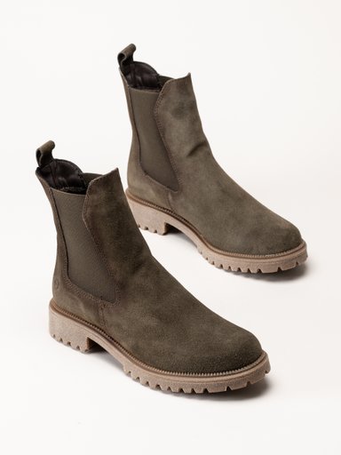 Tamaris - Olivgröna chelsea boots