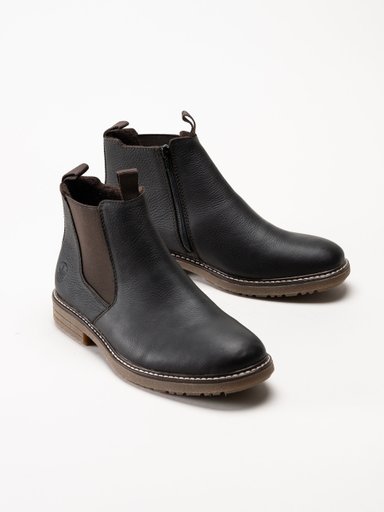 Rieker - Mörkbruna chelsea boots i oljat skinn