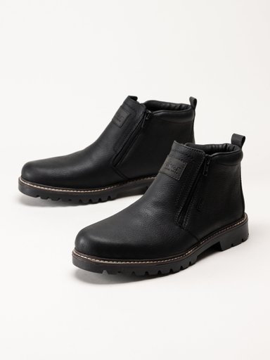 Rieker - Svarta fodrade boots i skinn