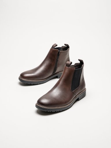 Rieker - Mörkbruna chelsea boots i skinn