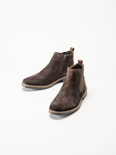 Rieker - Mörkbrun boots i mocka