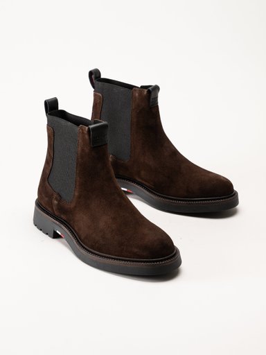 Tommy Hilfiger - Hilfiger Comfort Lwt Sde Chel - Mörkbruna chelsea boots i mocka