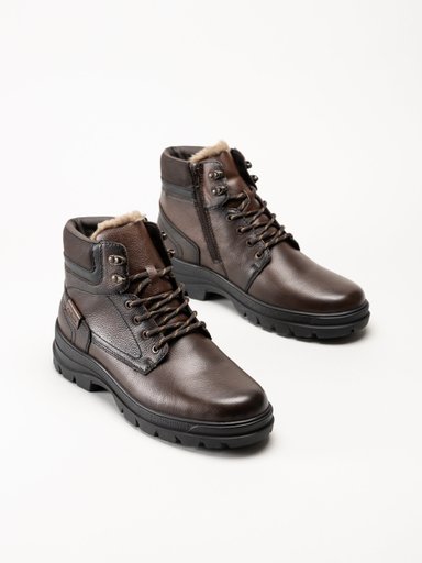 Rieker - Mörkbruna fodrade broddkängor i skinn