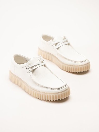 Clarks - Torhill Lo G - Vita skor i mjukt skinn