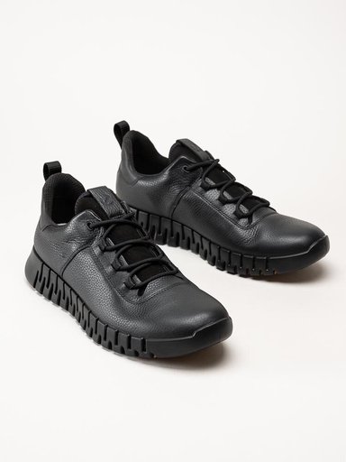 Ecco - Gruuv Sneaker Lea GTX - Svarta skinnsneakers med Gore-Tex