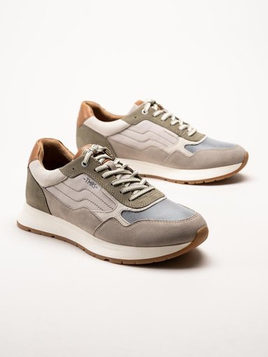 Tamaris Men - Gröna sneakers i mocka och textil