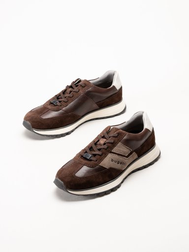 Bugatti - Timon - Mörkbruna sneakers i skinn och mocka