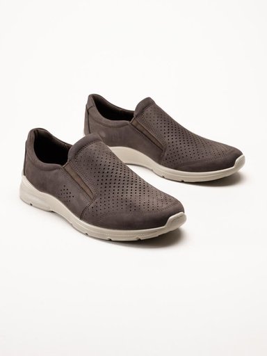 Ecco - Irving Slip On Perf - Bruna slip on sneakers i nubuck