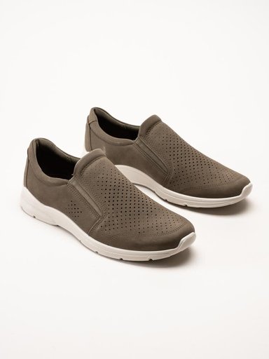Ecco - Irving - Gröna slip on skor i nubuck